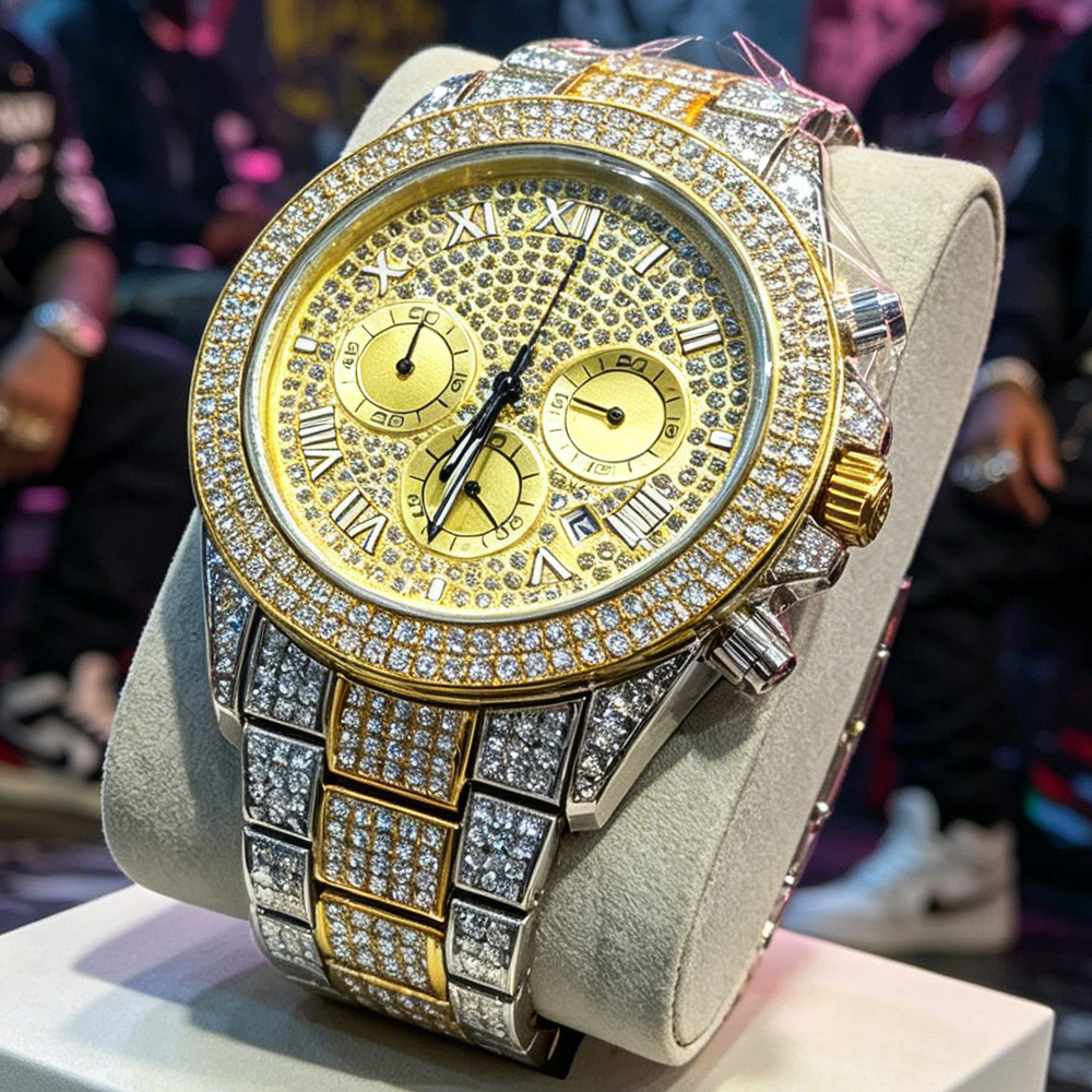 Jewelry And Watches Luxury Brand - 로고 없는 실버 골드 풀 다이아몬드