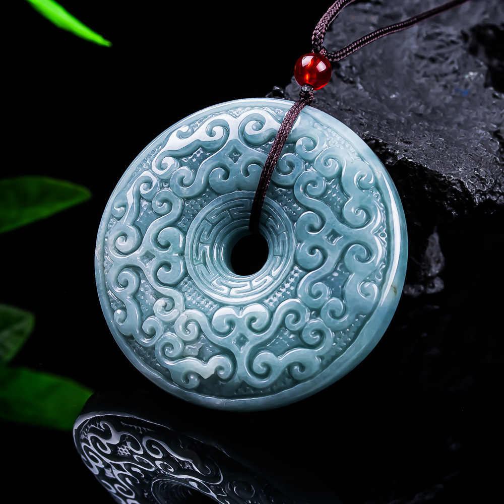 Jewelry & Watches Company - 천연 버마산 경옥 꽃 펜던트 목걸이