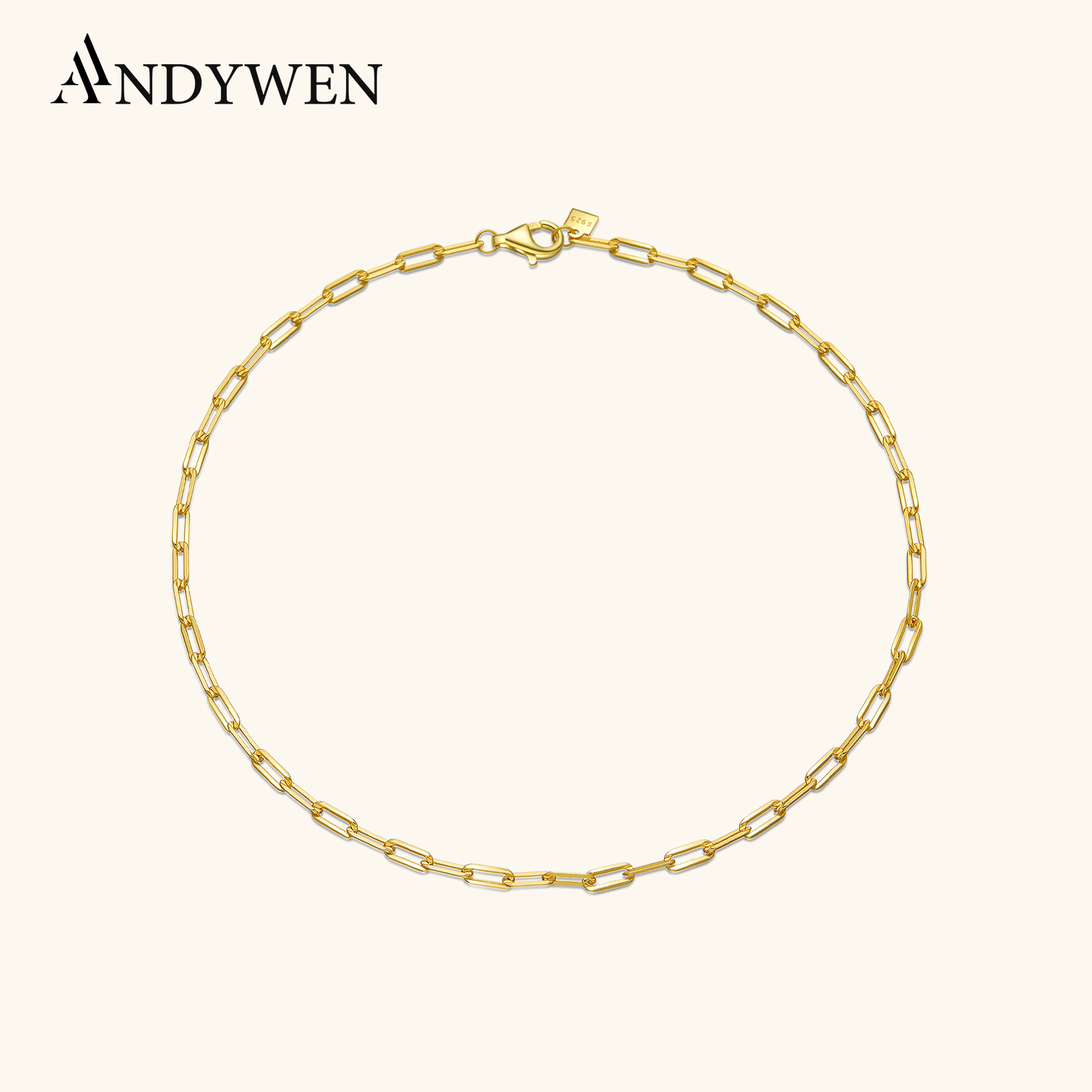 Anklet Foot Chain - ANDYWEN-925 스털링 실버 골드 남자 친구
