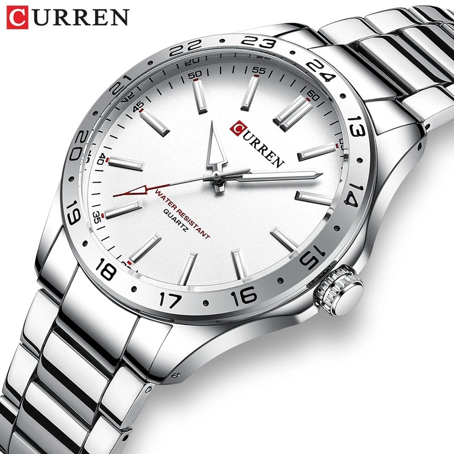 Jewelry Watches Silver - CURREN 8452 실버 화이트 선물용 쿼츠