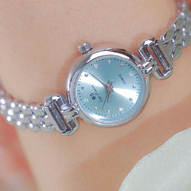 Jewelry Watches Silver - 여성용 럭셔리 아이스 블루 실버 시계