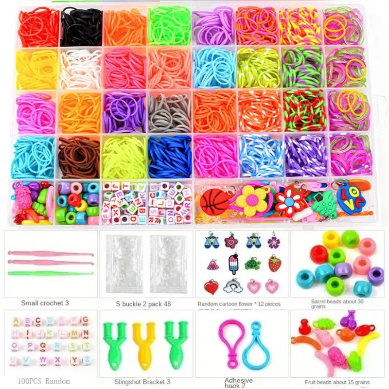 Charm Bracelet Beads - 4300개 이상의 32가지 색상의 화려한 고무줄