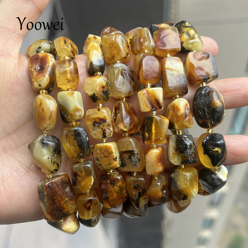 Gemstone Bracelet Healing - 100% 진짜 앰버 팔찌 유니섹스 유니크