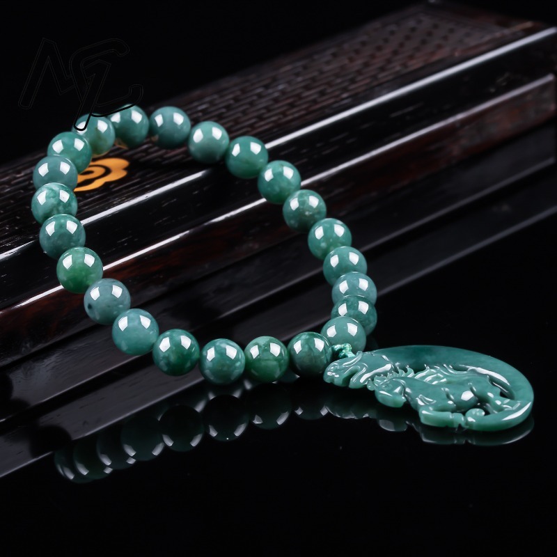 천연 비취 블루 워터 조디악 말 비즈 핸드 니팅 팔찌  - Jewelry & Watches Company 리뷰 및 가격