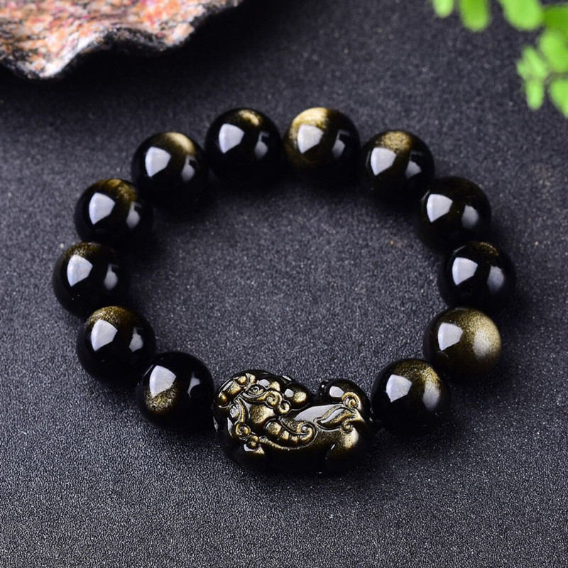천연 골드 흑요석 팔찌, 남성 여성 힐링 원석 파인 주 - Gemstone Bracelet Healing 리뷰 및 가격