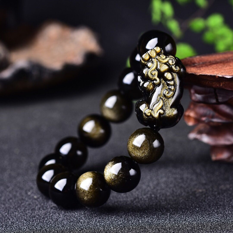 천연 골드 흑요석 팔찌, 남성 여성 힐링 원석 파인 주 - Gemstone Bracelet Healing 리뷰 및 가격