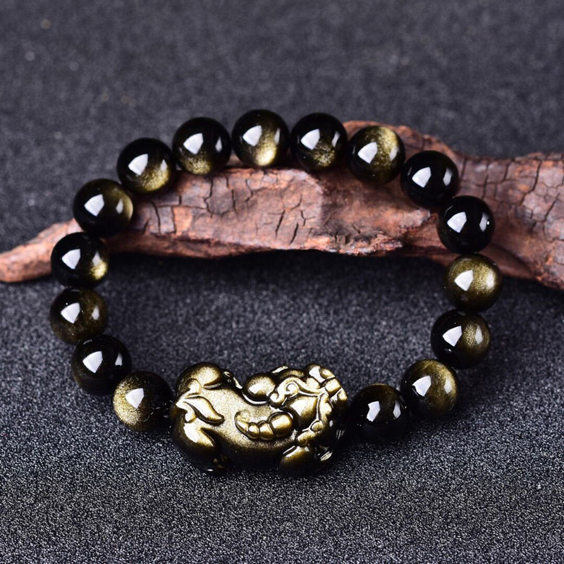 천연 골드 흑요석 팔찌, 남성 여성 힐링 원석 파인 주 - Gemstone Bracelet Healing 리뷰 및 가격
