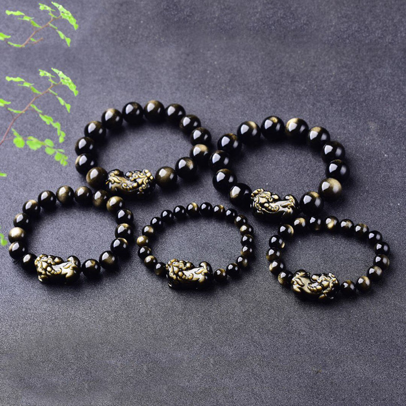 천연 골드 흑요석 팔찌, 남성 여성 힐링 원석 파인 주 - Gemstone Bracelet Healing 리뷰 및 가격