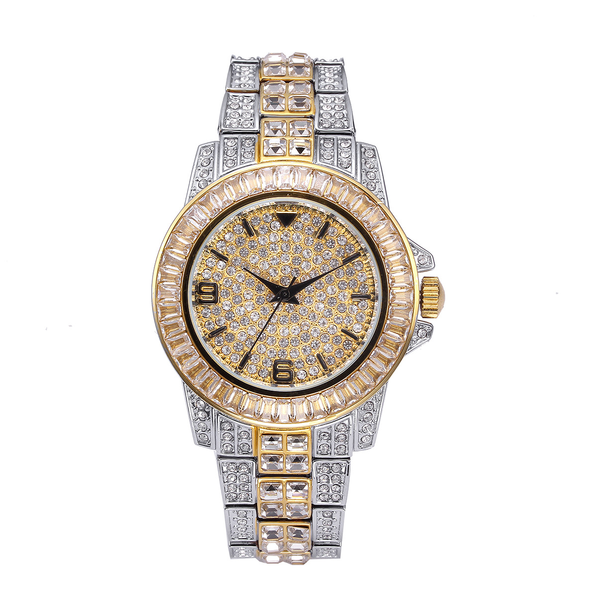 럭셔리 풀 스톤 쿼츠 시계 남녀 힙합 골드 패션 손목시 - Jewelry Watches & Accessories 리뷰 및 가격