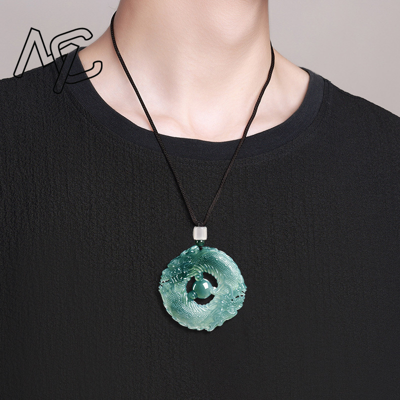 천연 진짜 에메랄드 블루 워터 제이드 더블 드래곤 브랜 - Jewelry & Watches Company 리뷰 및 가격