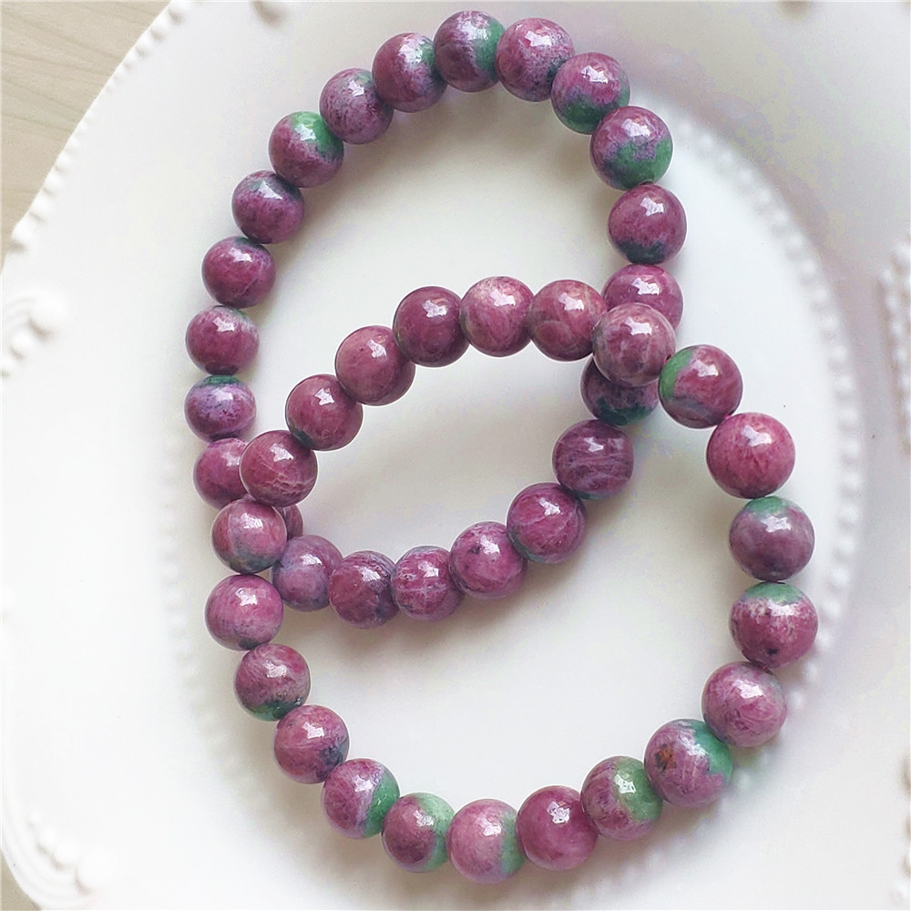 천연 레드 루비 원석 팔찌 스타 라운드 비즈 레드 그린 - Gemstone Bracelet Healing 리뷰 및 가격