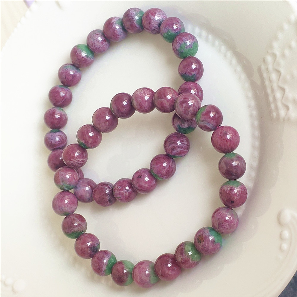 천연 레드 루비 원석 팔찌 스타 라운드 비즈 레드 그린 - Gemstone Bracelet Healing 리뷰 및 가격