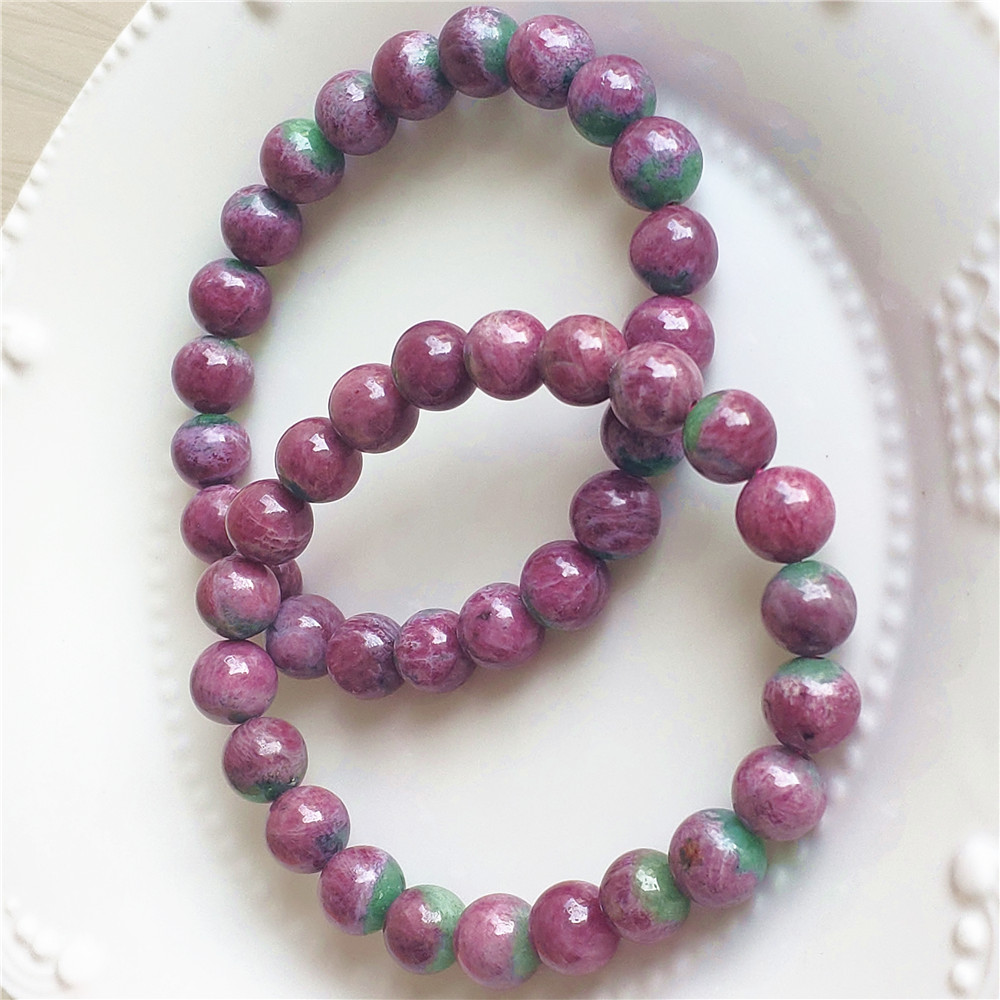천연 레드 루비 원석 팔찌 스타 라운드 비즈 레드 그린 - Gemstone Bracelet Healing 리뷰 및 가격