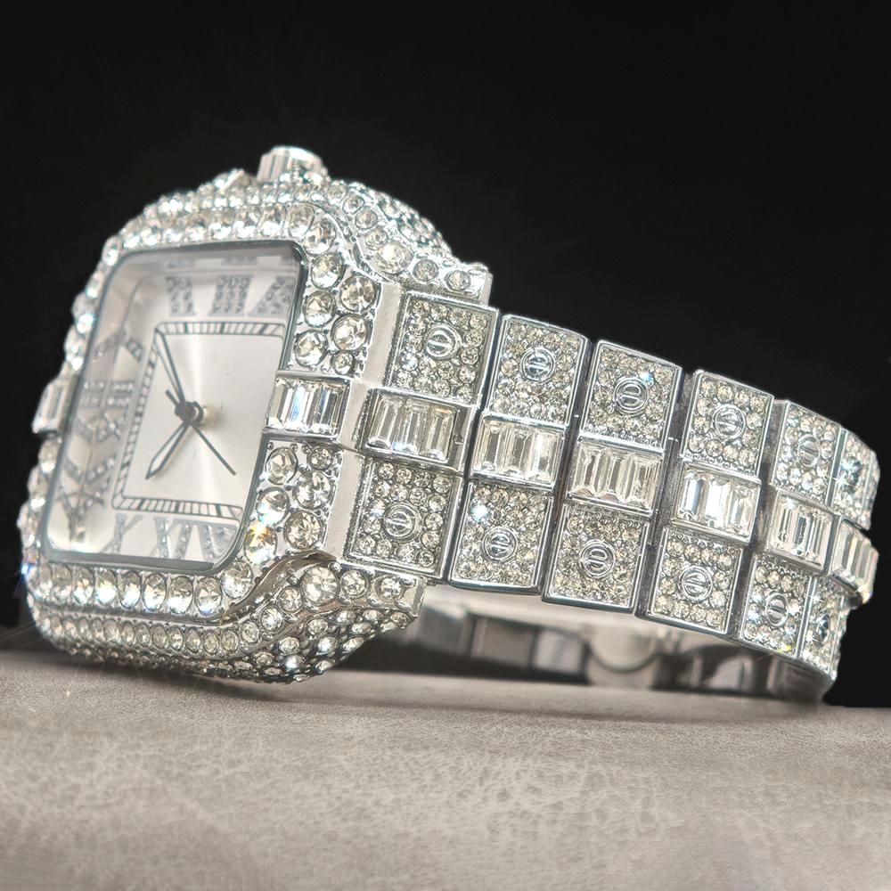 UNIGUET 남성용 럭셔리 다이아몬드 시계, 스퀘어  - Jewelry And Watches Luxury Brand 리뷰 및 가격