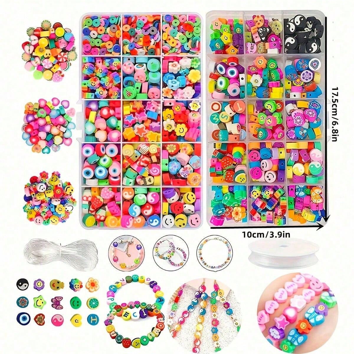 1450/1200/250개 폴리머 클레이 비즈 세트,  - Charm Bracelet Beads 리뷰 및 가격