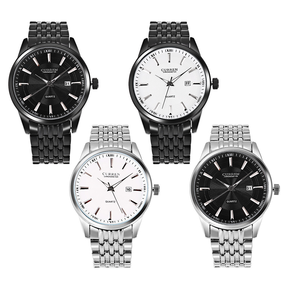 CURREN 남성용 방수 쿼츠 시계, 심플 캘린더, 블 - Jewelry Watches Silver 리뷰 및 가격