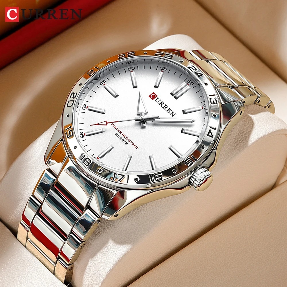 CURREN 8452 실버 화이트 선물용 쿼츠 비즈니스 - Jewelry Watches Silver 리뷰 및 가격