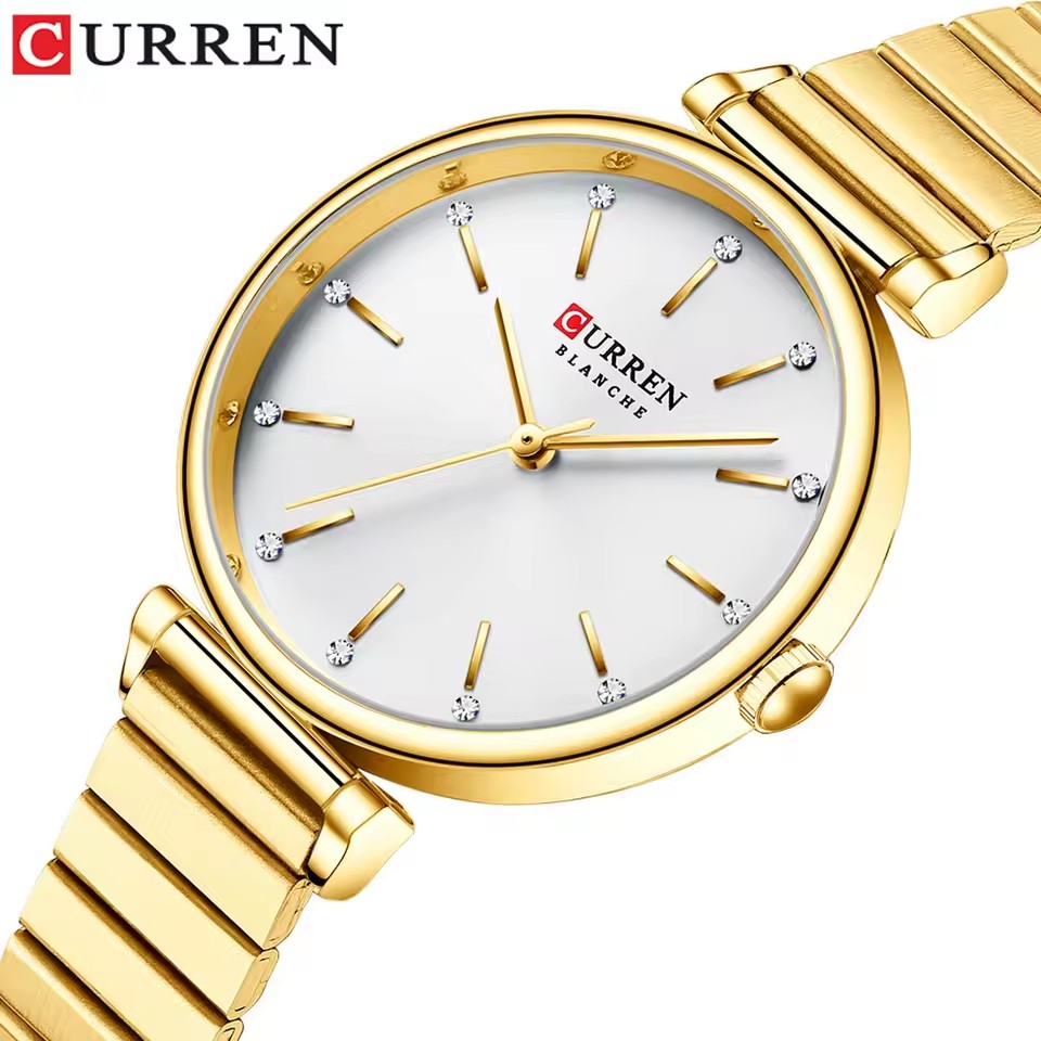CURREN 9081 여성용 고급 쿼츠 시계, 라운드  - Jewelry Watches Silver 리뷰 및 가격
