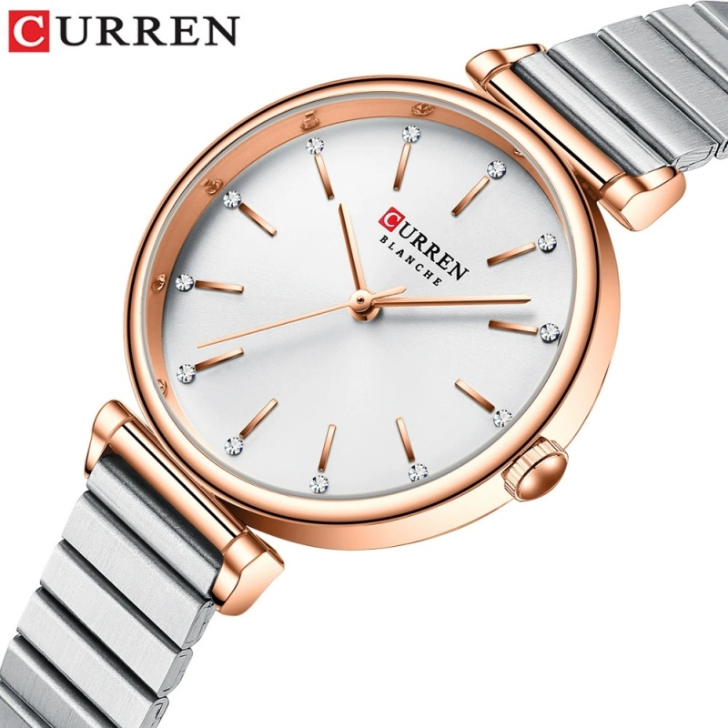 CURREN 9081 여성용 고급 쿼츠 시계, 라운드  - Jewelry Watches Silver 리뷰 및 가격