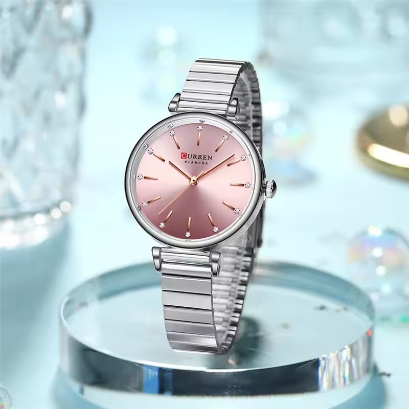CURREN 9081 여성용 고급 쿼츠 시계, 라운드  - Jewelry Watches Silver 리뷰 및 가격