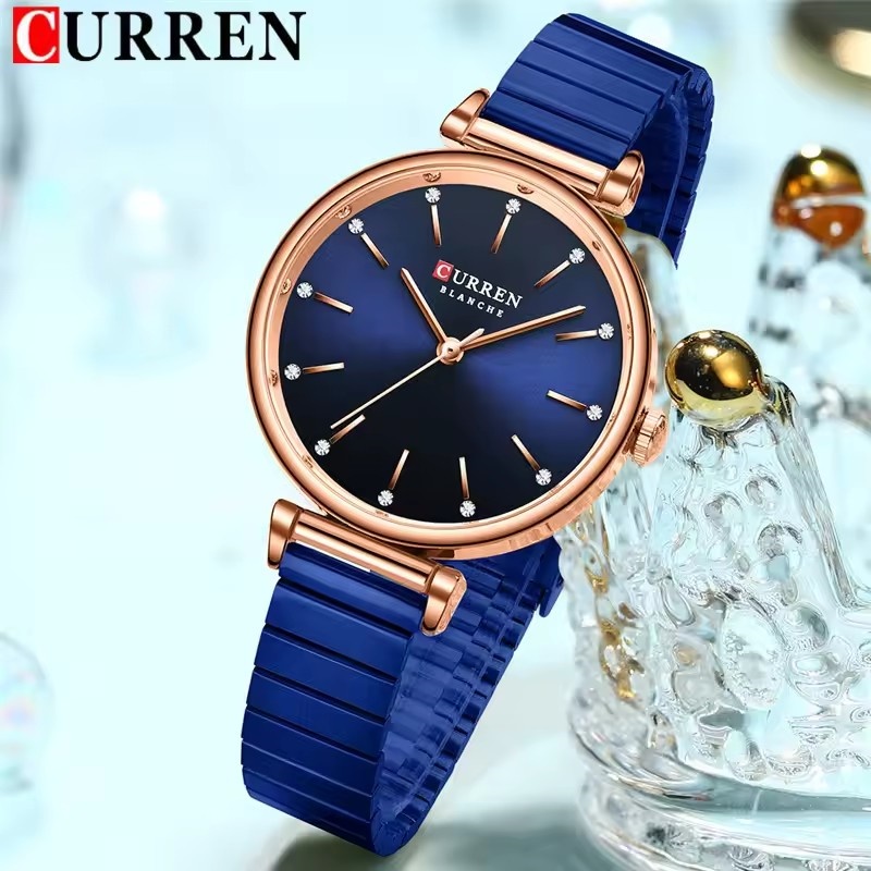 CURREN 9081 여성용 고급 쿼츠 시계, 라운드  - Jewelry Watches Silver 리뷰 및 가격