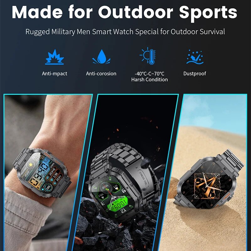 LIGE 남성용 야외 스포츠 피트니스 스마트워치, 블루 - Jewelry Smart Watches 리뷰 및 가격