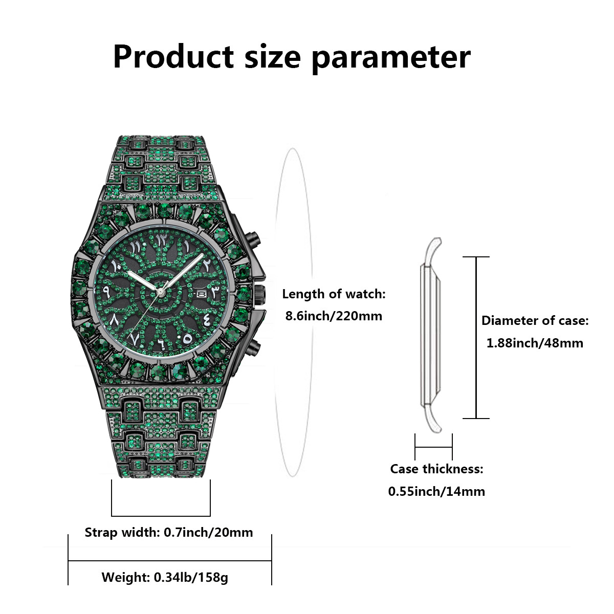 힙합 그린 아이스 손목시계 남성 패션 브랜드 유니게트  - Jewelry And Watches Luxury Brand 리뷰 및 가격