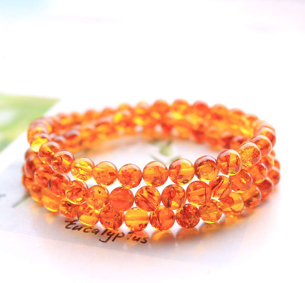 천연 Piebald 앰버 오렌지 3 랩 팔찌 6mm 라 - Gemstone Bracelet Healing 리뷰 및 가격