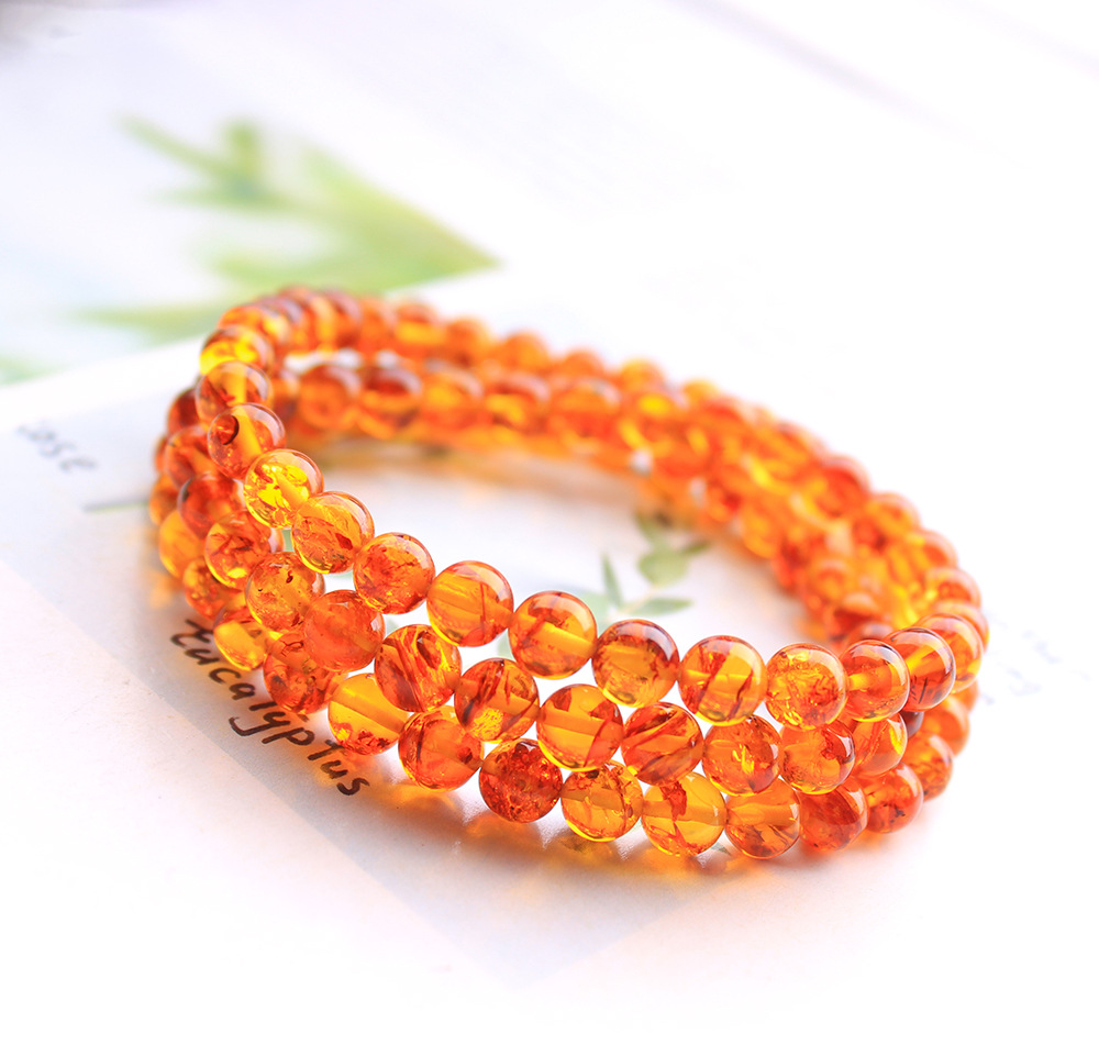 천연 Piebald 앰버 오렌지 3 랩 팔찌 6mm 라 - Gemstone Bracelet Healing 리뷰 및 가격