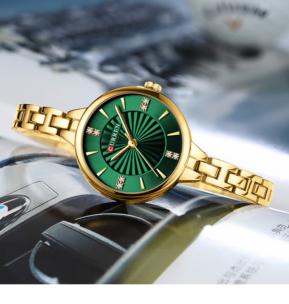 CURREN 9097 최고 브랜드 여성용 쿼츠 시계 패 - Jewelry Watches Silver 리뷰 및 가격