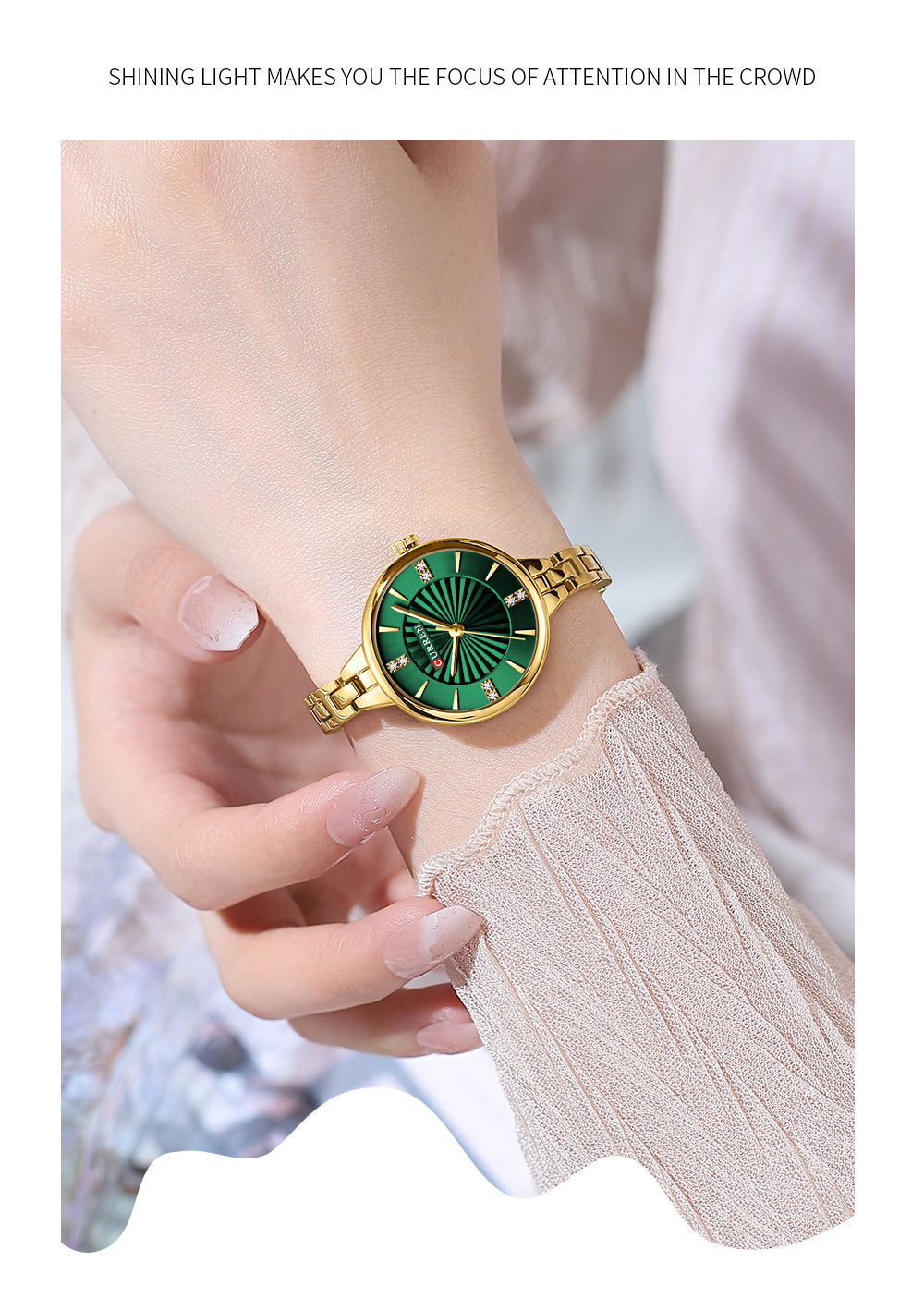 CURREN 9097 최고 브랜드 여성용 쿼츠 시계 패 - Jewelry Watches Silver 리뷰 및 가격