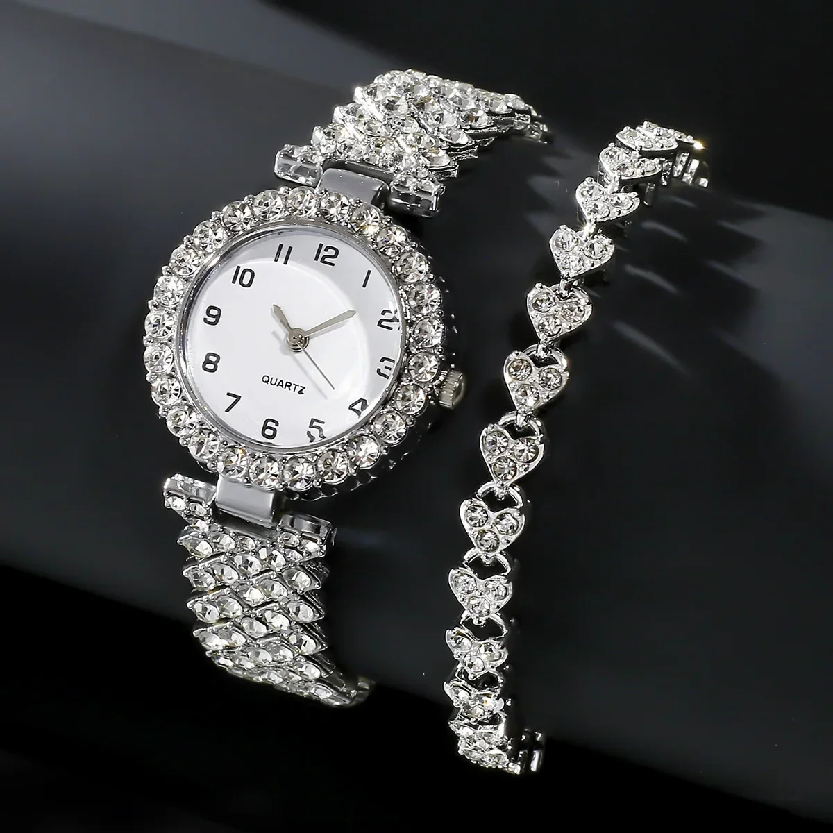 1개/2개 고급 패션 여성 시계 세트 실버 스트랩 여성 - Jewelry Watches Silver 리뷰 및 가격