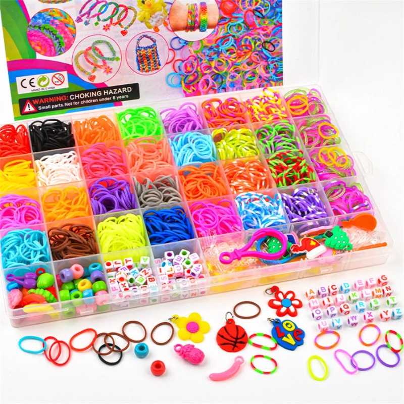 4300개 이상의 32가지 색상의 화려한 고무줄 모음- - Charm Bracelet Beads 리뷰 및 가격