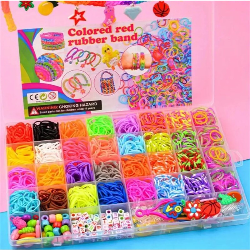 4300개 이상의 32가지 색상의 화려한 고무줄 모음- - Charm Bracelet Beads 리뷰 및 가격