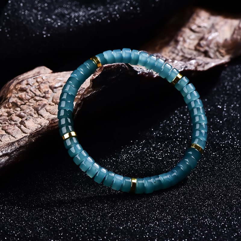 천연 비취 블루 워터 주판 비즈 스페이서 팔찌 고급 품 - Jewelry & Watches Company 리뷰 및 가격