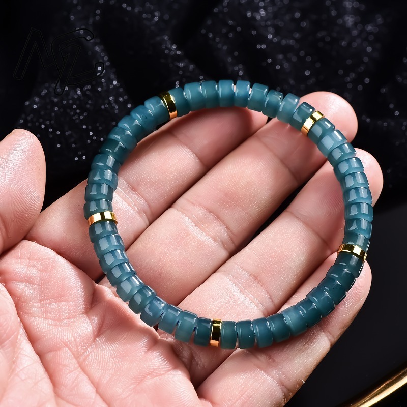 천연 비취 블루 워터 주판 비즈 스페이서 팔찌 고급 품 - Jewelry & Watches Company 리뷰 및 가격