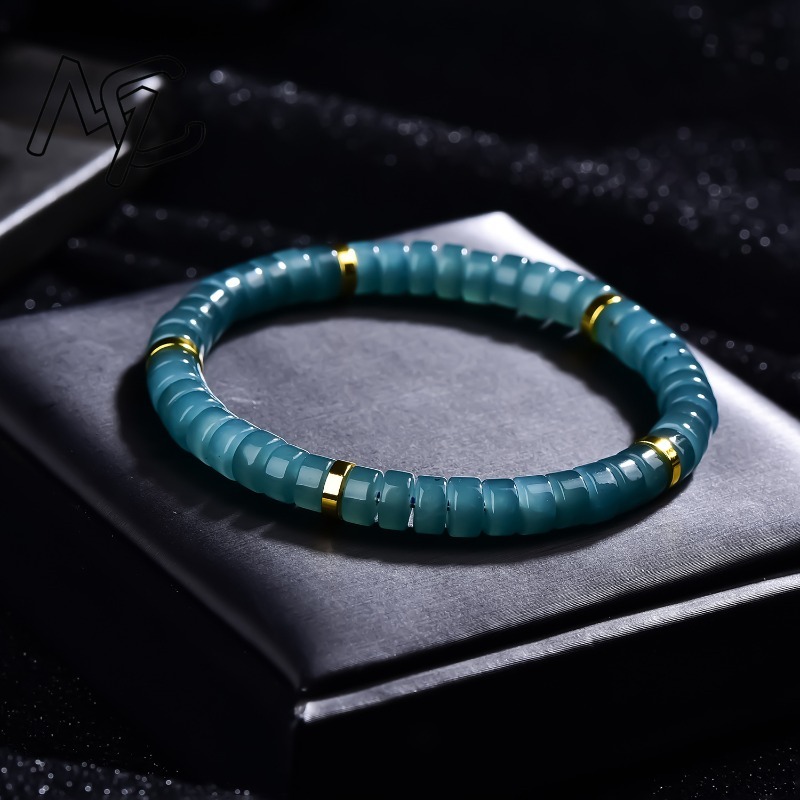 천연 비취 블루 워터 주판 비즈 스페이서 팔찌 고급 품 - Jewelry & Watches Company 리뷰 및 가격