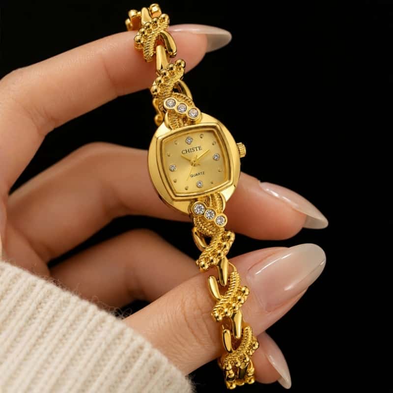 패션 여성 쥬얼리 시계 럭셔리 골드 라인스톤 다이얼 트 - Jewelry And Watches Luxury Brand 리뷰 및 가격