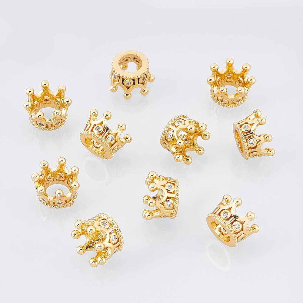 10 Pcs 큐빅 지르코니아 포장 킹 크라운 비즈 11 - Charm Bracelet Beads 리뷰 및 가격