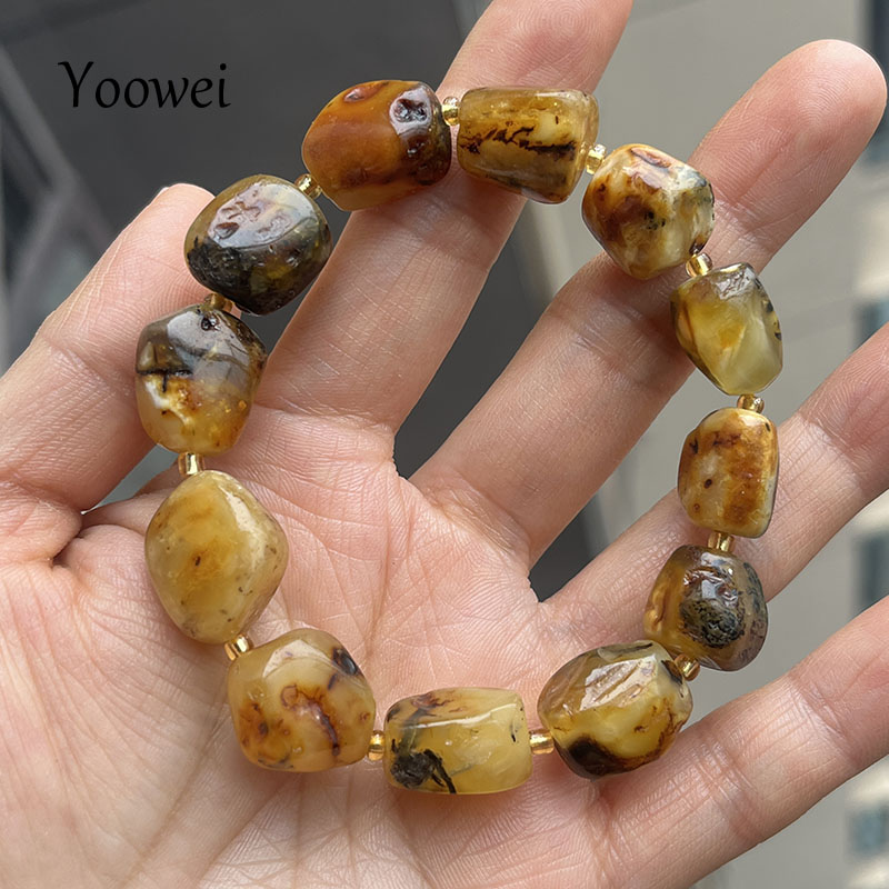 100% 진짜 앰버 팔찌 유니섹스 유니크 수제 식물성  - Gemstone Bracelet Healing 리뷰 및 가격