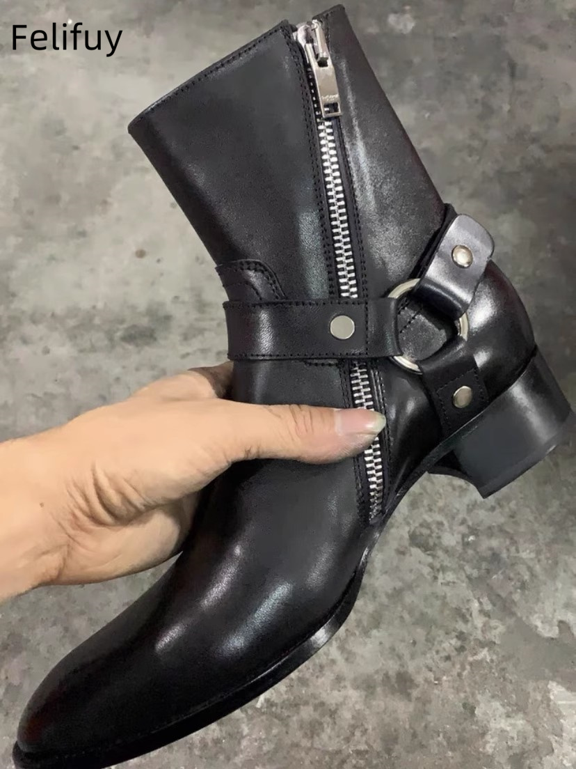 남성용 진짜 가죽 첼시 부츠, 블랙 체인, 로마 스타일 - Anklet Foot Chain 리뷰 및 가격