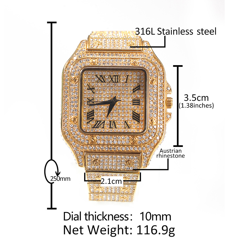힙합 럭셔리 쿼츠 손목 방수 시계 블링 아이스드 아웃  - Jewelry Type Watches 리뷰 및 가격