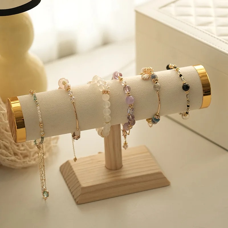 나무 베이스 T-바 팔찌 디스플레이 스탠드 벨벳 표면  - Jewelry Shop Watches 리뷰 및 가격