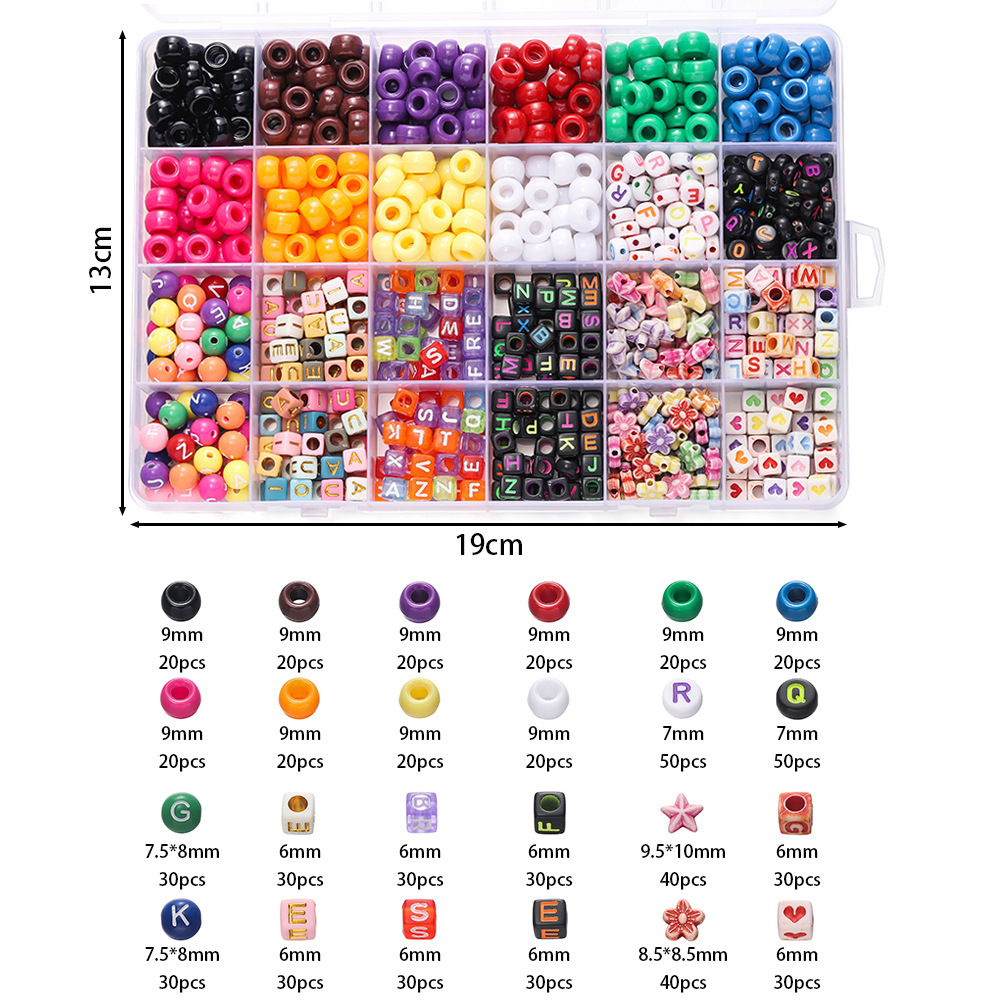 1박스 다채로운 아크릴 포니 비즈 사각형 레터 클레이  - Charm Bracelet Beads 리뷰 및 가격