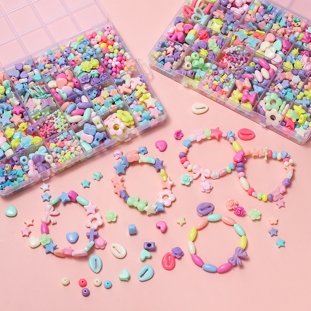 1박스 다채로운 아크릴 포니 비즈 사각형 레터 클레이  - Charm Bracelet Beads 리뷰 및 가격